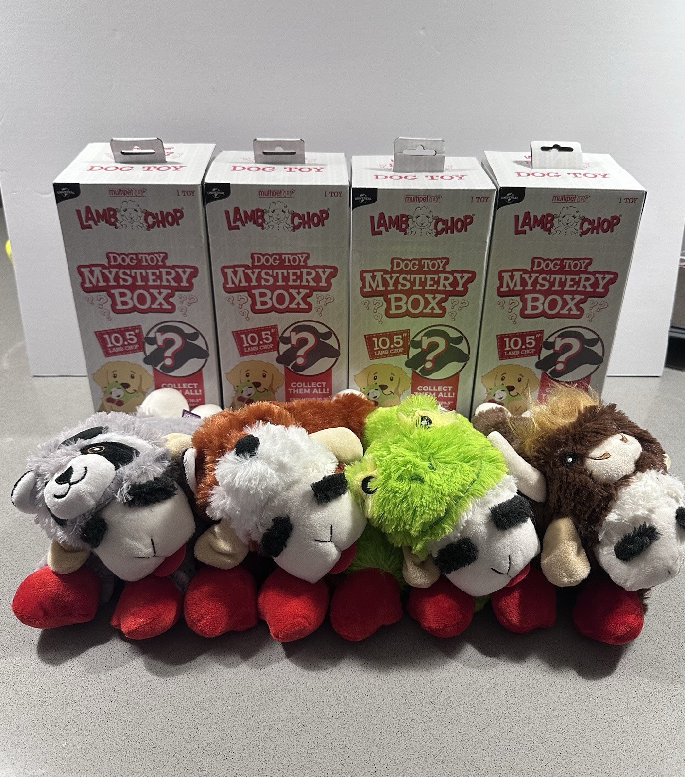 Lot of 4 Lamb Chop Mystery Boxes Wild Style First Edition Plush Dog Toy 10.5”