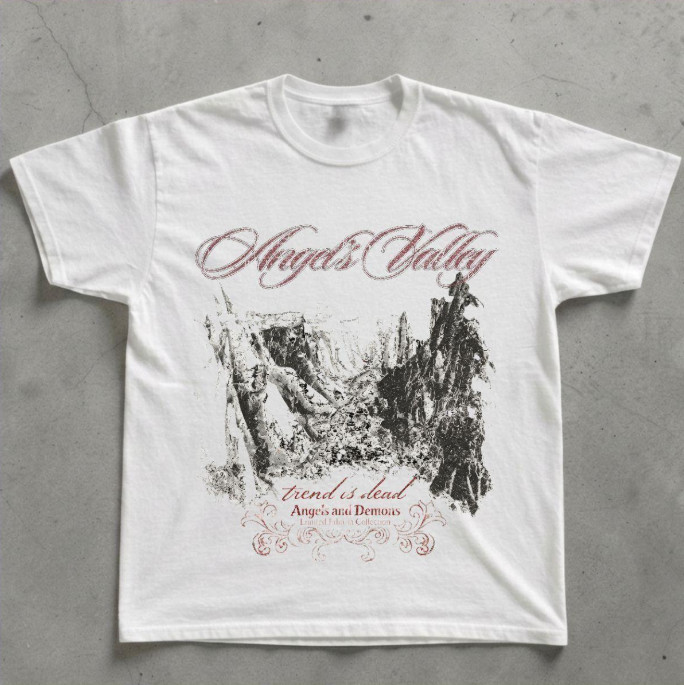 NWT Y2K Angels Valley Distressed Graphic T-Shirt White Gothic Grunge Tee NWT Y2K Angels Valley Distressed Graphic T-Shirt White Gothic Grunge Tee