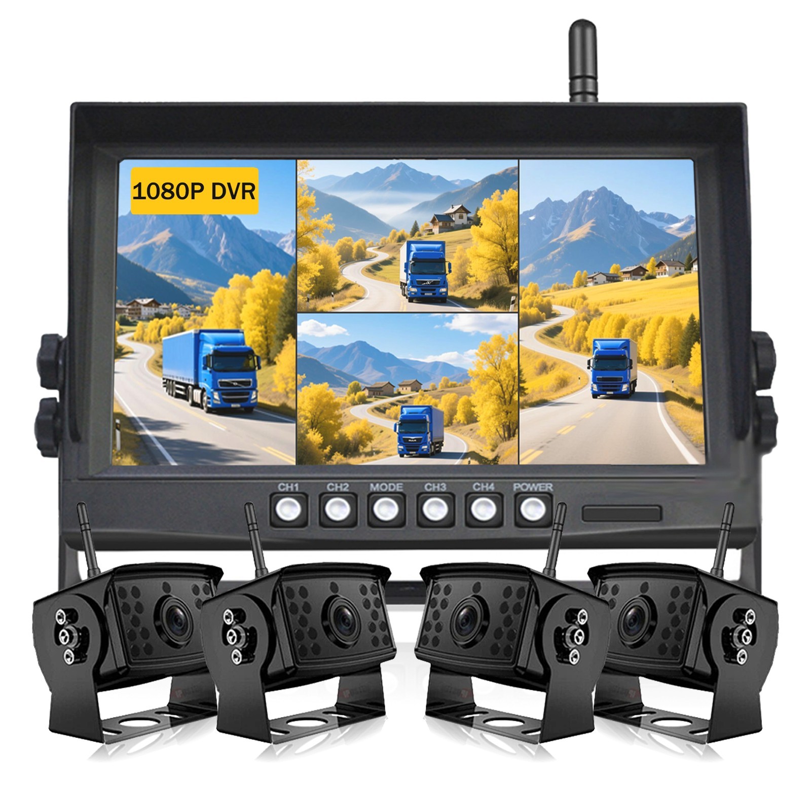 1080P  Digital Wireless Backup Camera System Kit for RV/Truck/Bus 9\