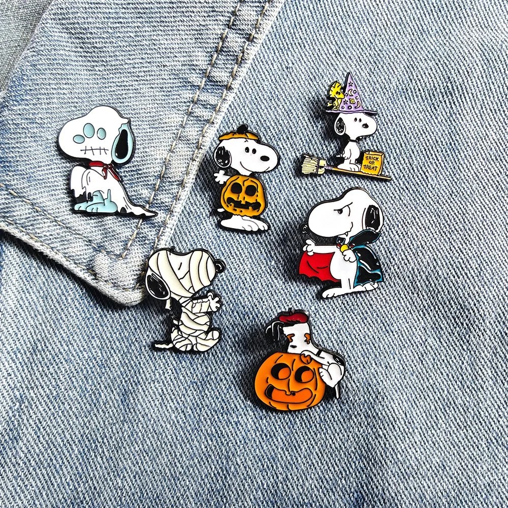 6Pcs Snoopy Halloween Enamel Pins Set Cute Cartoon Dog Lapel Pins Backpack Gift 6Pcs Snoopy Halloween Enamel Pins Set Cute Cartoon Dog Lapel Pins Backpack Gift