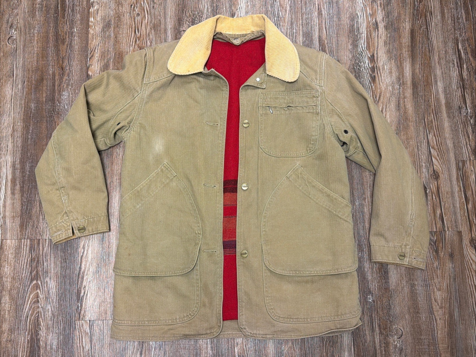 VTG LL Bean Jacket Mens Medium Wool Liner Field Barn Chore Coat Duck Cotton