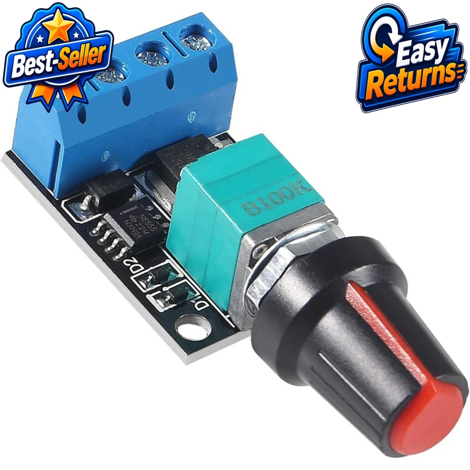 AOKIN PWM DC Motor Speed Controller 5V 12V 10A Stepless Regulator LED Dimmer