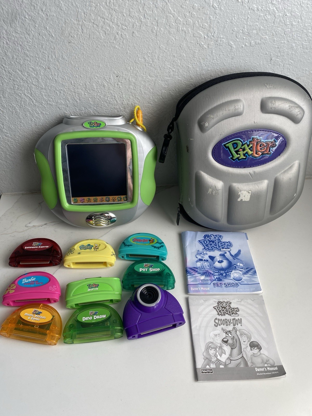 Pixter Color Handheld Learning Game Console Mattel 2003 Games/ Camera *BUNDLE Pixter Color Handheld Learning Game Console Mattel 2003 Games/ Camera *BUNDLE