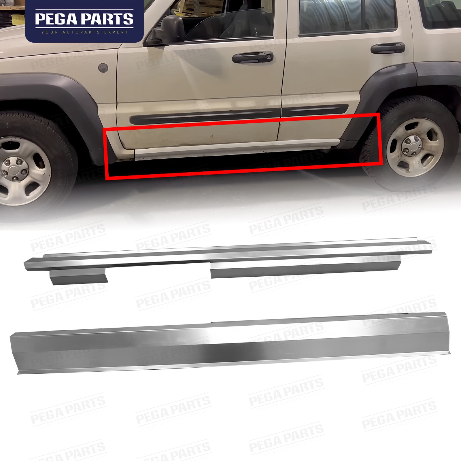 For 2002-2007 Jeep Liberty 4 Door Outer Rocker Panel Driver & Passenger Side