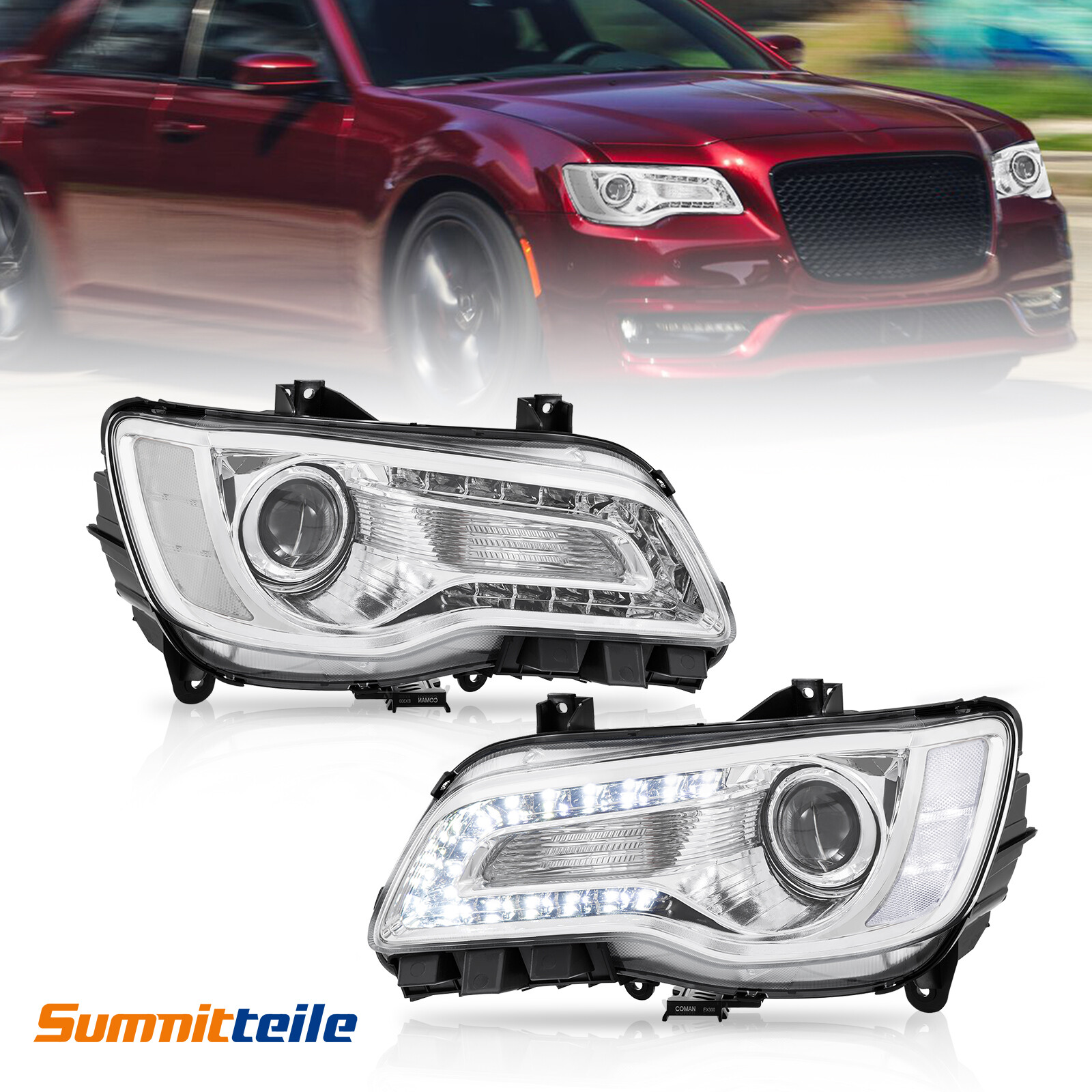 DEFECTIVE 2PCS Chrome LED DRL Projector Clear Headlight w Bulb For 20112 G3D DEFECTIVE 2PCS Chrome LED DRL Projector Clear Headlight w Bulb For 20112 G3D