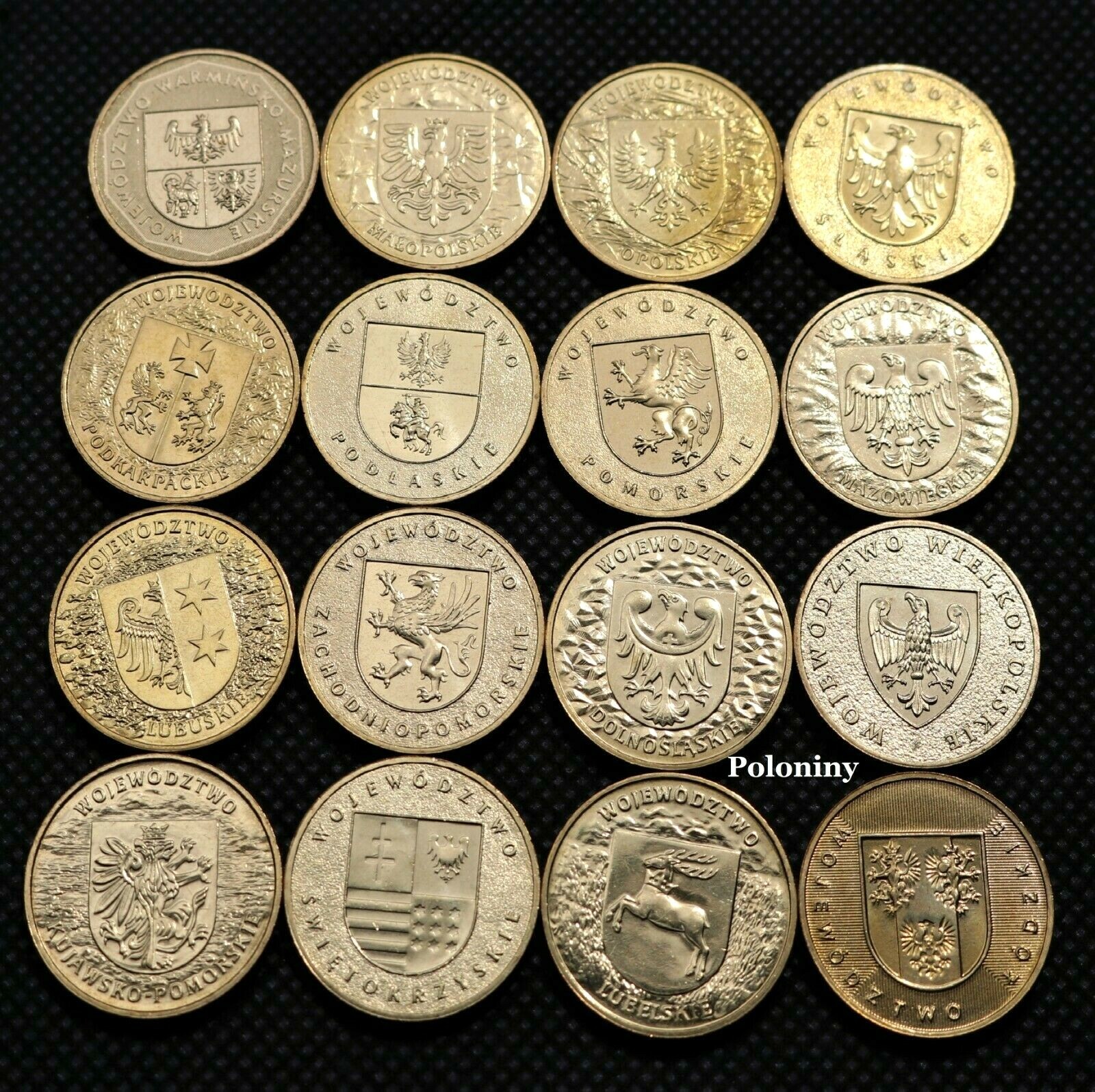 LOT OF SIXTEEN COMMEMORATIVE COINS OF POLAND - POLISH VOIVODESHIPS (WOJEWODZTWA)
