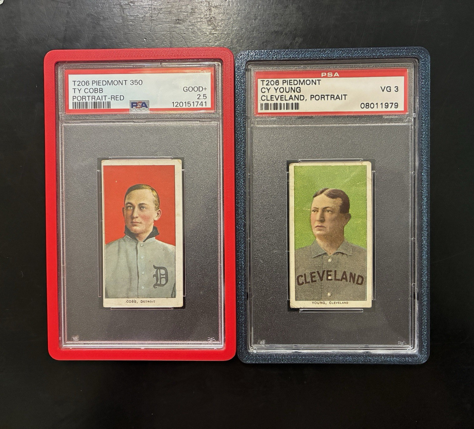 1909-11 T206 Ty Cobb Portrait & Cy Young Portrait Piedmont 350 Bundle