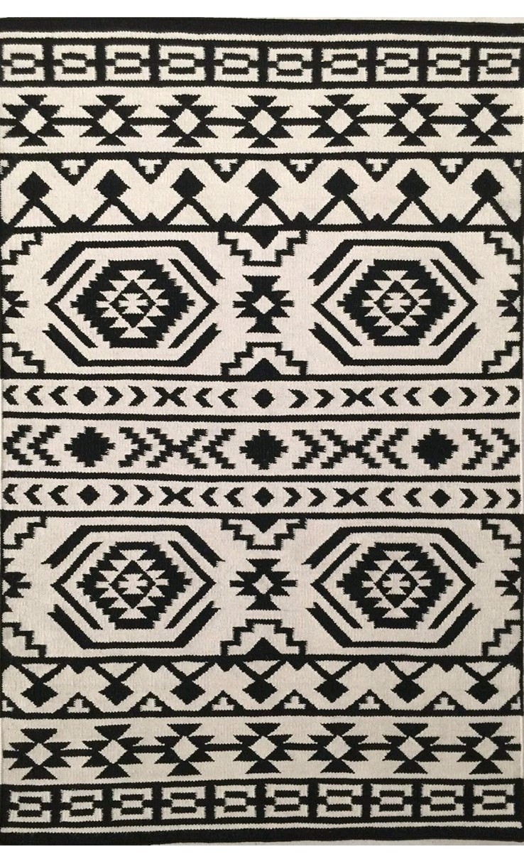continental rug company Treadaway Wool  IndoorRug 3\'x5\' black & white hand woven