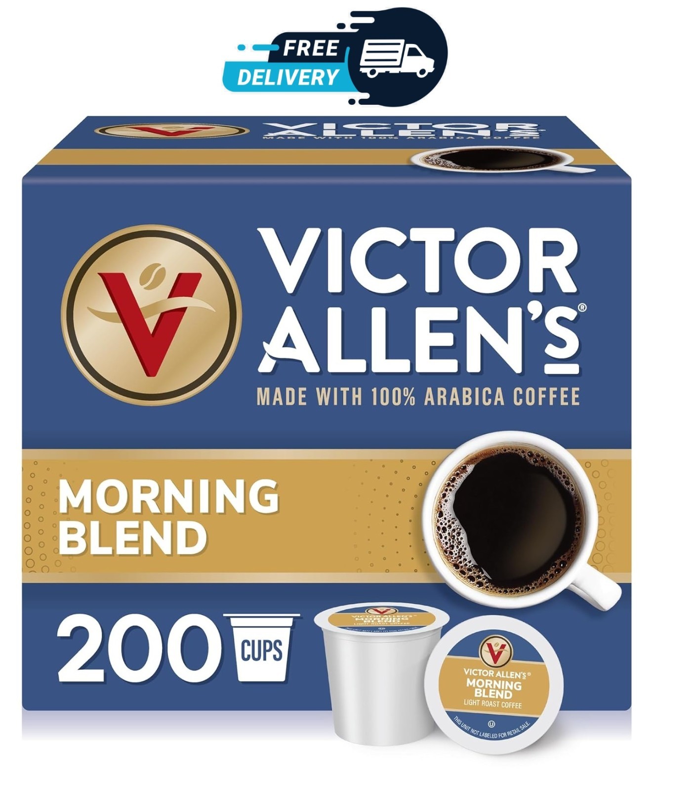 Victor Allen\'s Coffee Morning Blend, Light Roast, 200 Count, Single Serve Coffee