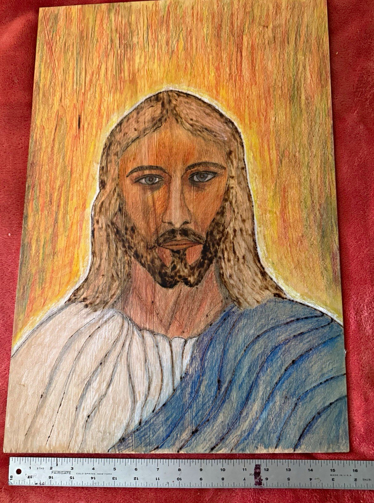 Vintage Louisiana Religious Folk Art - Jesus Christ Portrait on Wood by Preacher Vintage Louisiana Religious Folk Art - Jesus Christ Portrait on Wood by Preacher
