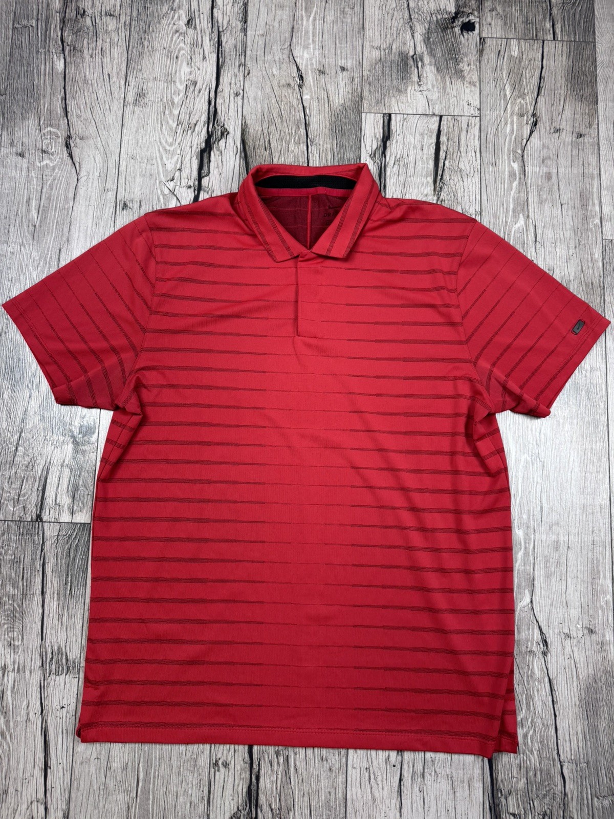 Nike Tiger Woods Collection Men\'s Large Dri Fit Red & Black Golf Polo TW 