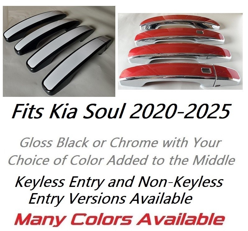 Custom Black OR Chrome Door Handle Covers 2020 - 2025 Fits Kia Soul U PICK COLOR