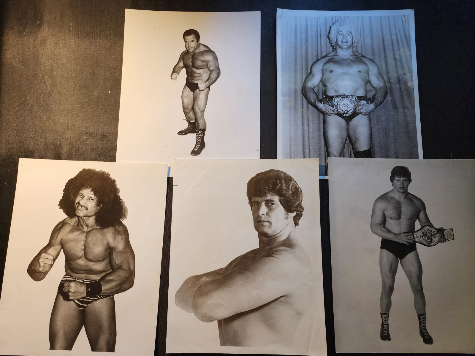 Vintage LOT of Five 8x10 WWF/WWE Photos Authentic Merch 1980s Snuka +