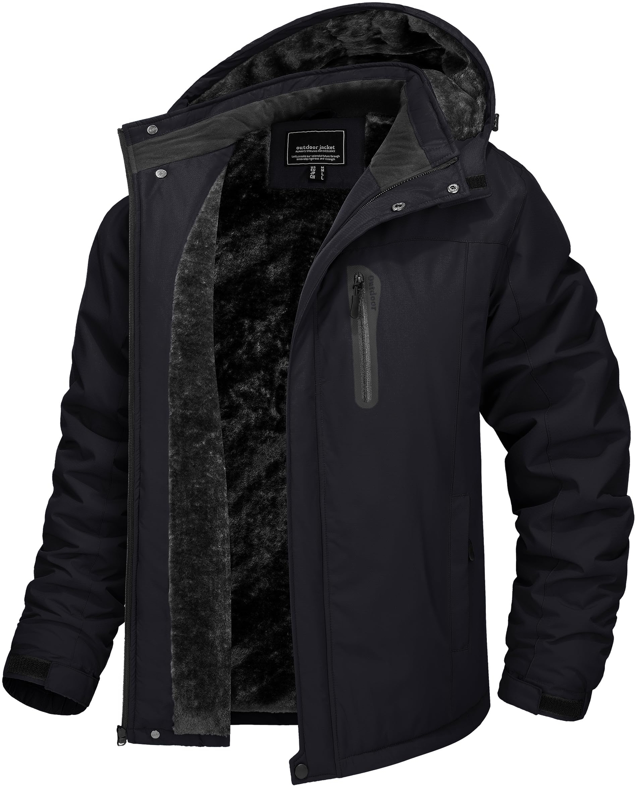 Men's Winter Ski Jacket Thermal Hooded Hiking Windproof Parka Fleece Lined Coats