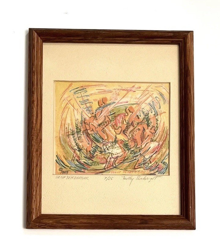 Molly D Pendergast 1949 Signed Painting Senftemberger Abstract Folk Dance Signed