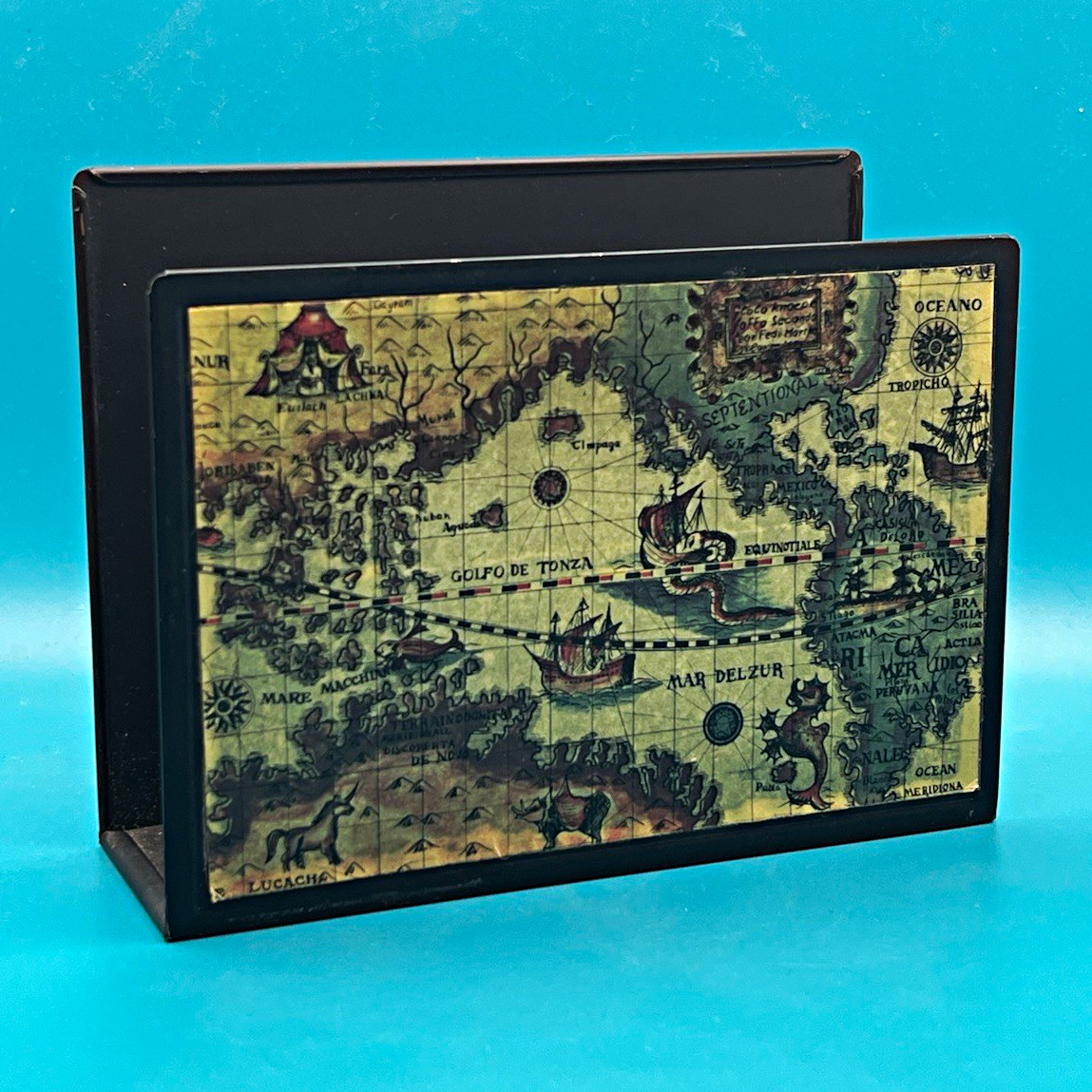 Vintage 1960s Mid Century Map Desk Organizer Letter Holder Mail Sorter Japan MCM