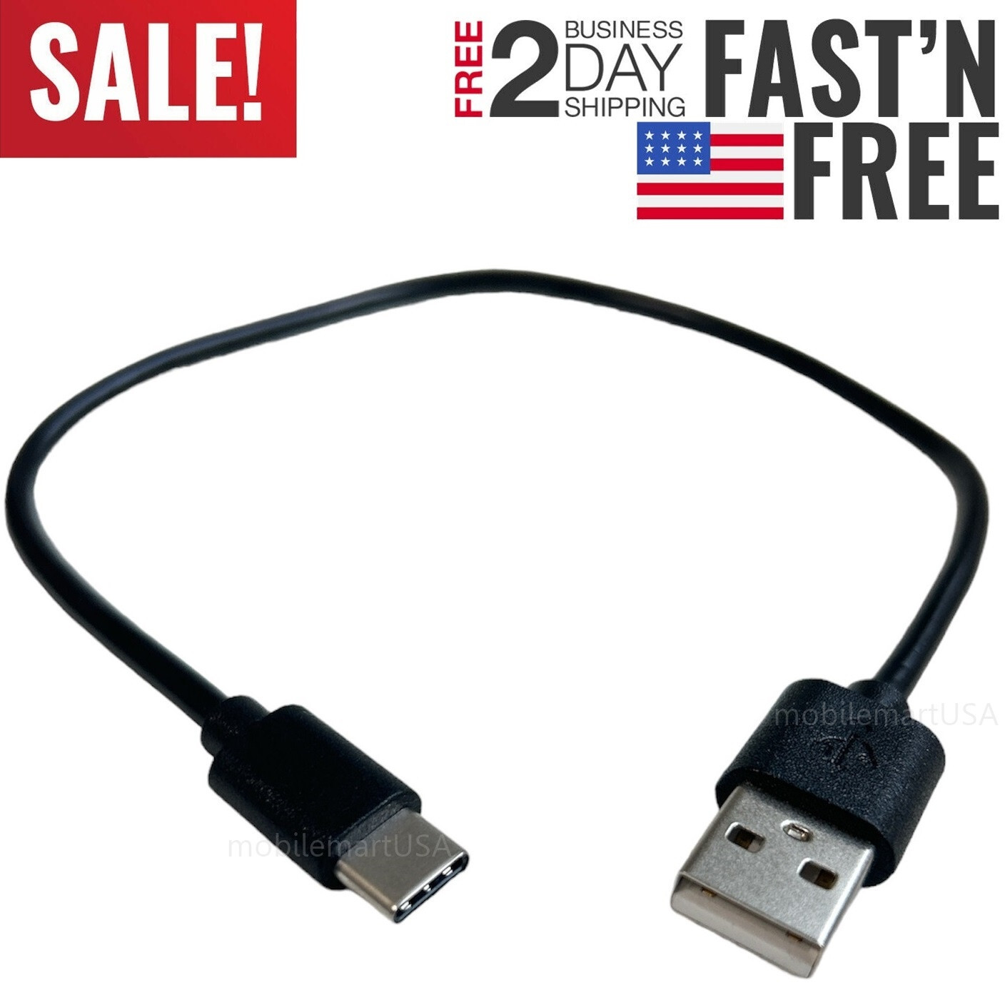 Short USB Type-C to USB Fast Data Charger Cable High Speed Data 3X Travel Cord Short USB Type-C to USB Fast Data Charger Cable High Speed Data 3X Travel Cord