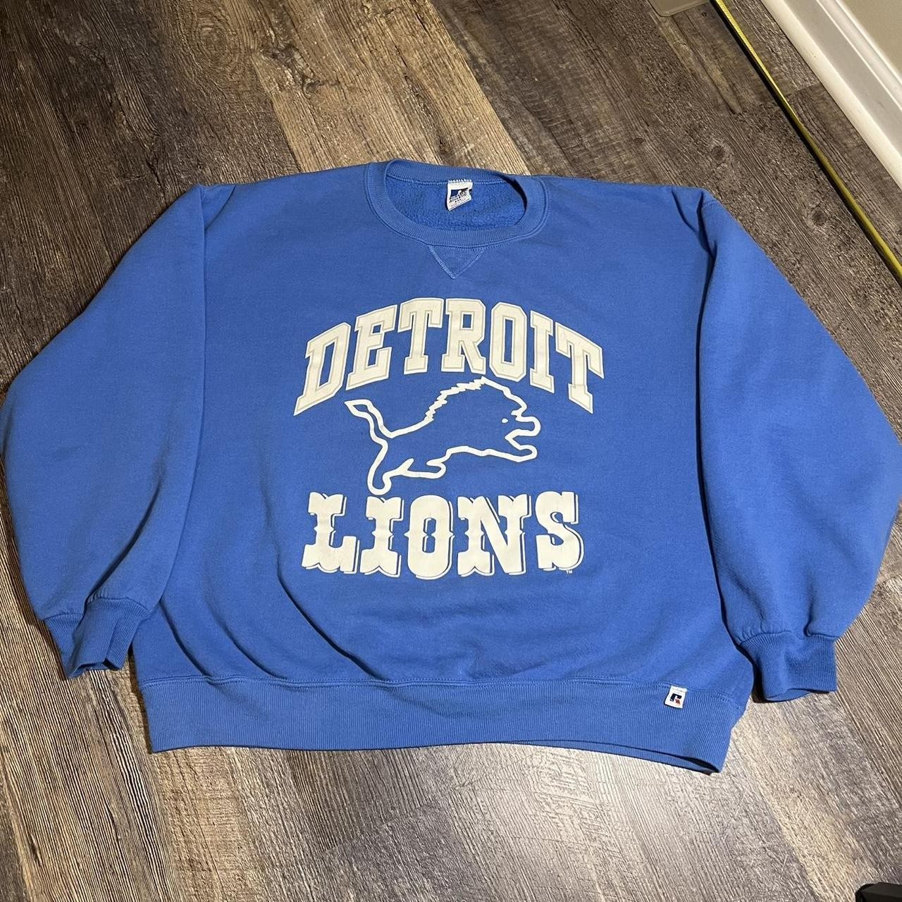 Vtg 1990s Detroit Lions Sweatshirt NFL Football Team Blue shirt RM3134