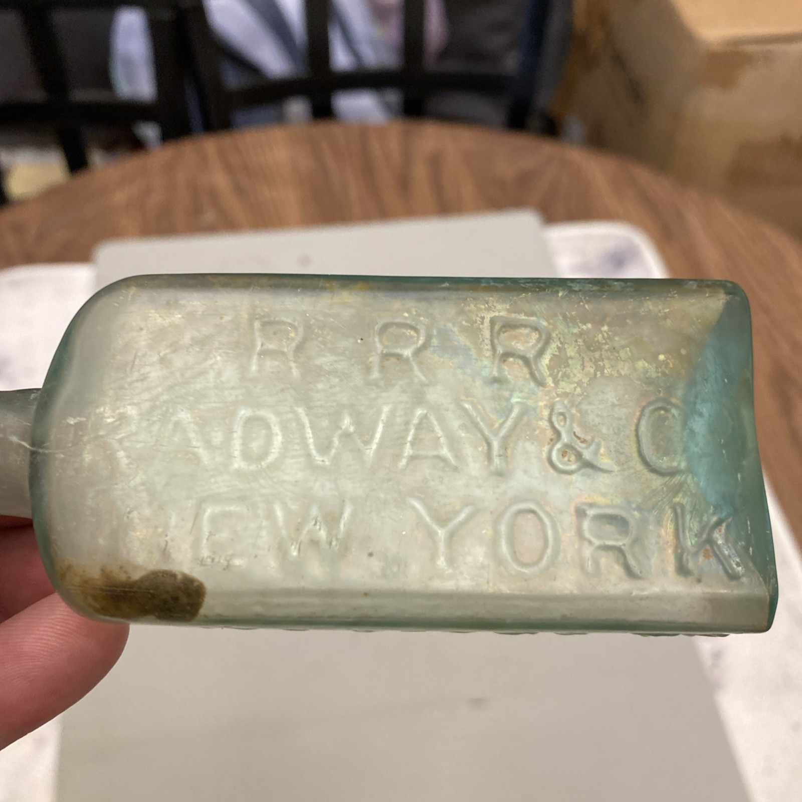 Antique RRR Radway & Co. N.Y. Act of Congress Rolled lip pontil mark Antique RRR Radway & Co. N.Y. Act of Congress Rolled lip pontil mark