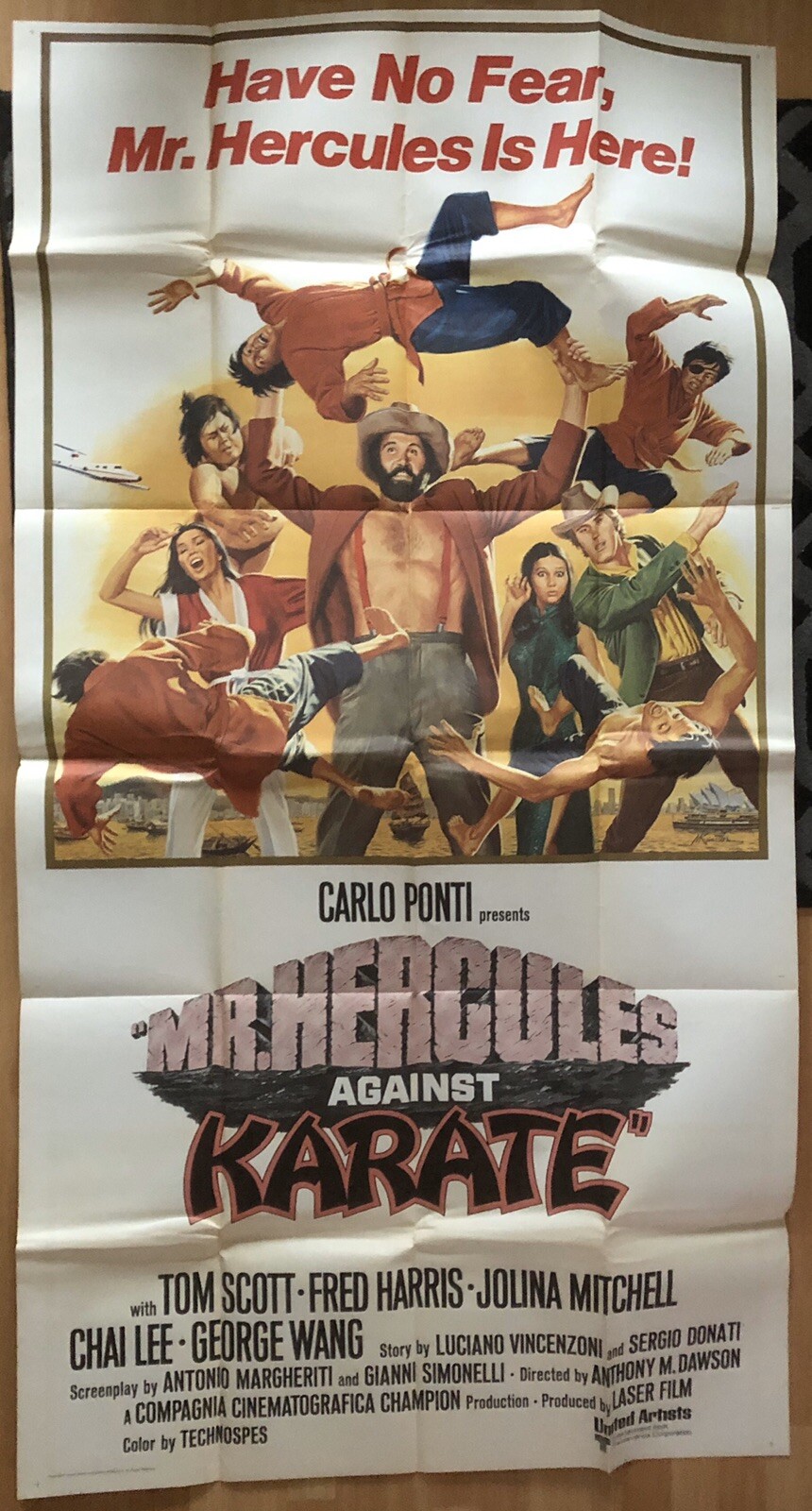 MR. HERCULES AGAINST KARATE 1973 ORIGINAL U.S. 3-SHEET POSTER NEAR MINT