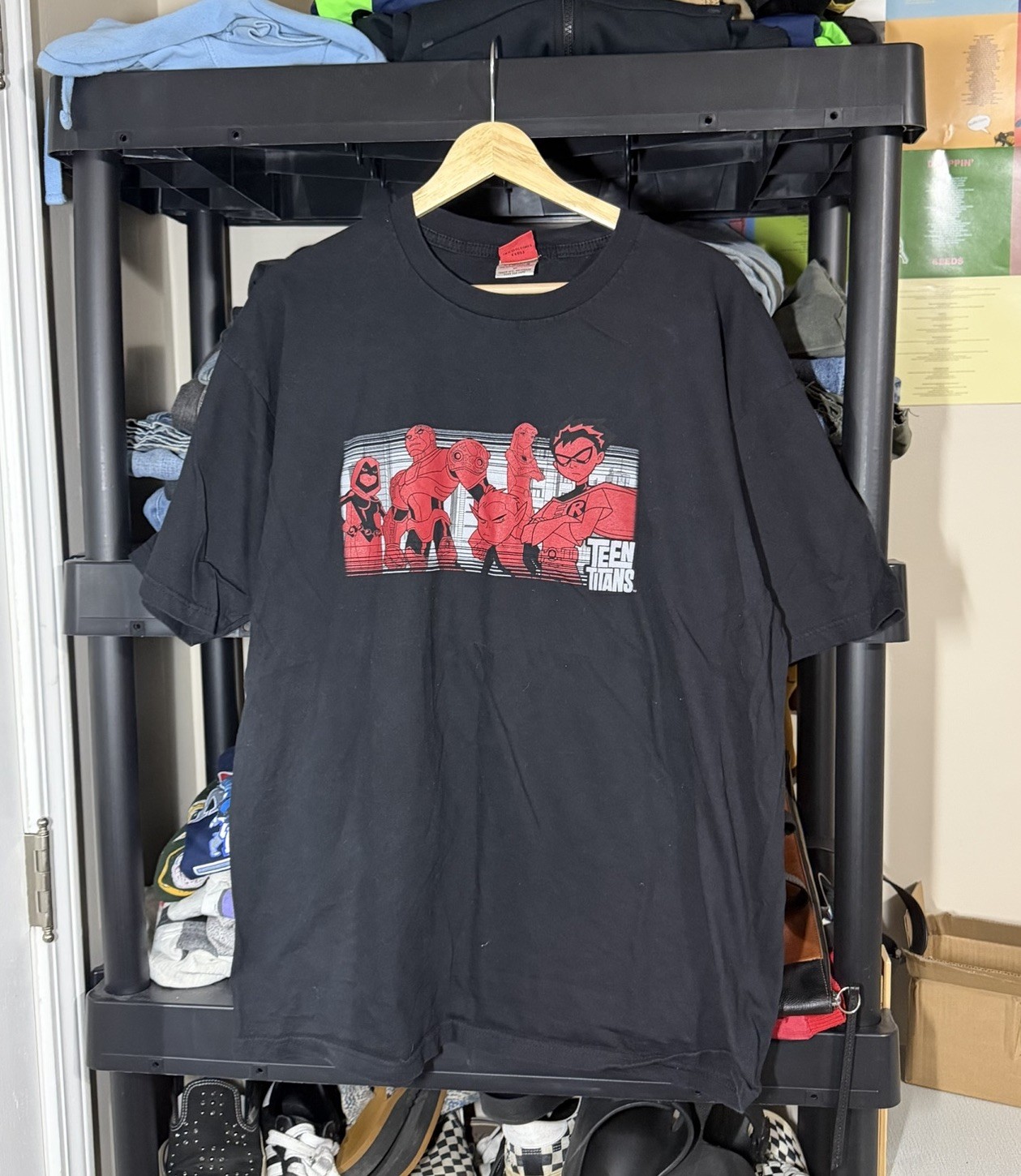 Vintage 90s Teen Titans Superhero Box Logo T Shirt Cartoon Network Size XL Vintage 90s Teen Titans Superhero Box Logo T Shirt Cartoon Network Size XL