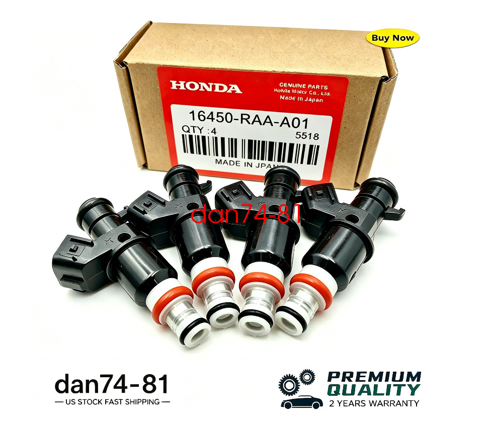 4 NEW OEM FUEL INJECTORS 16450-RAA-A01 ELEMENT ACCORD CR-V 2.4L RSX BASE 2.0L