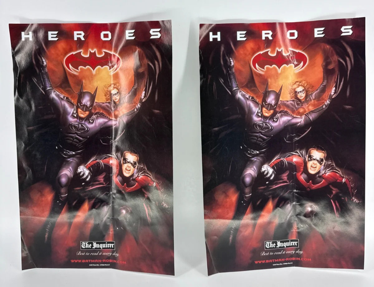 DC Poster 20x12 Batman amp Robin Movie Lot x2 Inquirer Promo 11x16 Unbranded