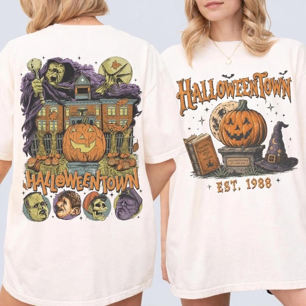 Halloweentown Est 1998 Shirt Vintage Halloween Town Spooky Pumpkin T-shirt Short