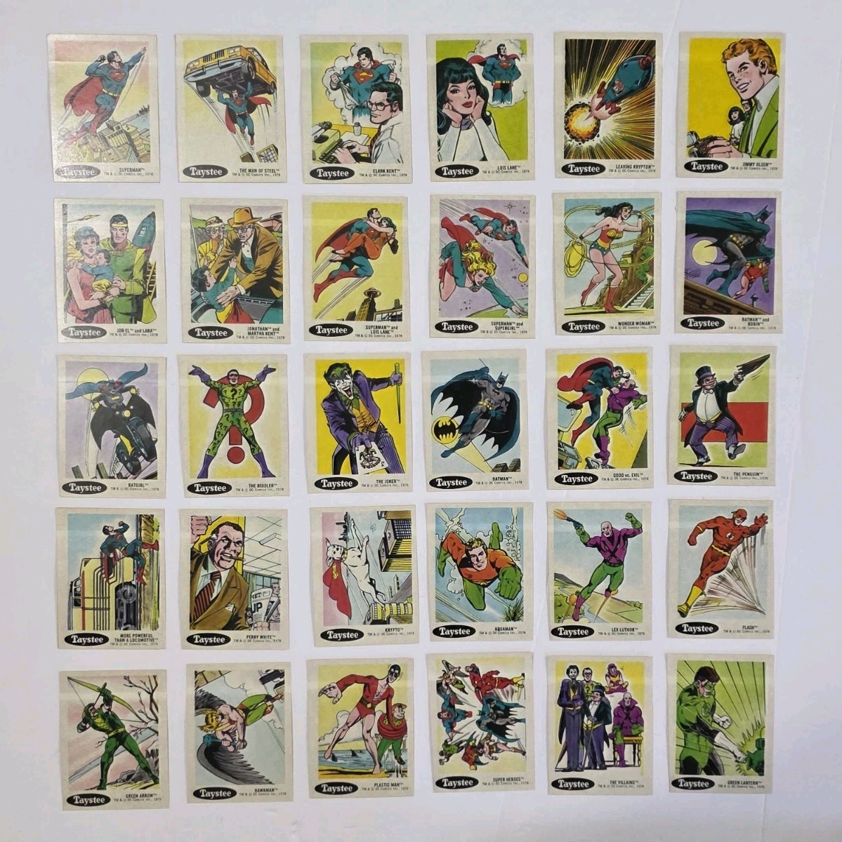 Vintage 1978 Taystee Bread DC Comics Superheroes Sticker Cards Complete Set Vintage 1978 Taystee Bread DC Comics Superheroes Sticker Cards Complete Set