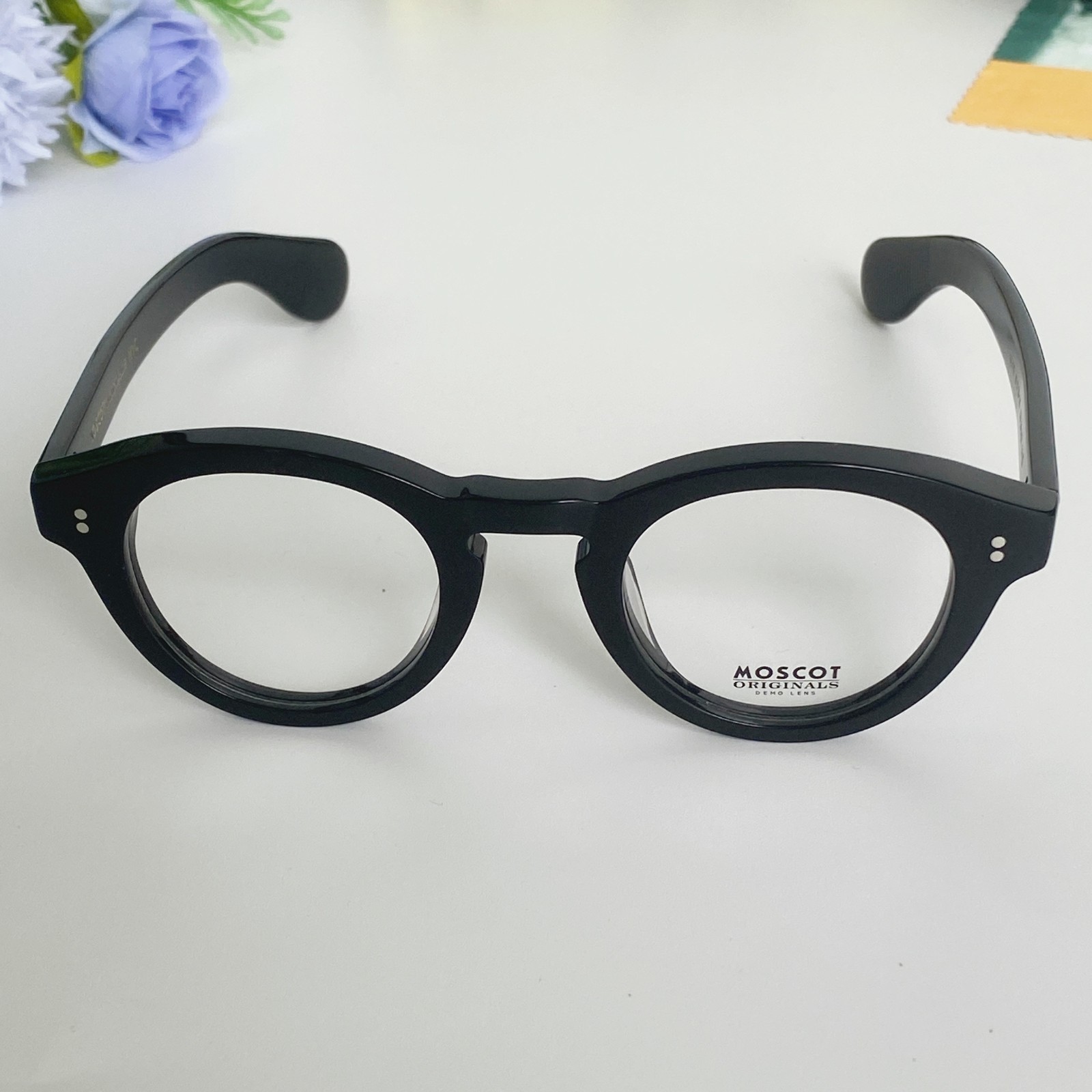 MOSCOT Glasses KEPPÉ Black Frame Round Retro COL.BLACK Unisex 45□26-145