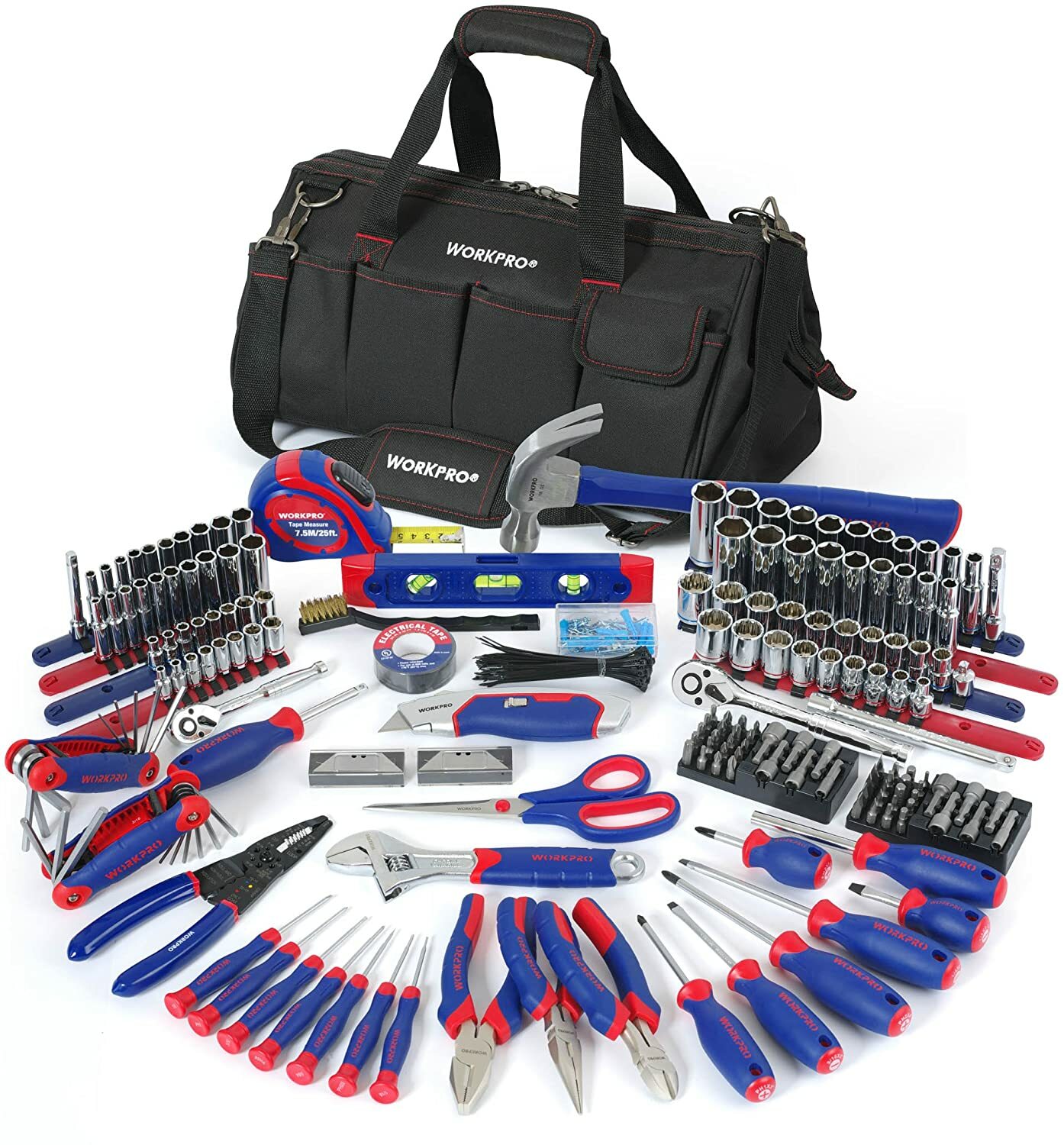 WORKPRO 322PCS Mechanics Tool Sets Kit Socket Ratchet 6-Point Repair Tool W/ Bag WORKPRO 322PCS Mechanics Tool Sets Kit Socket Ratchet 6-Point Repair Tool W/ Bag