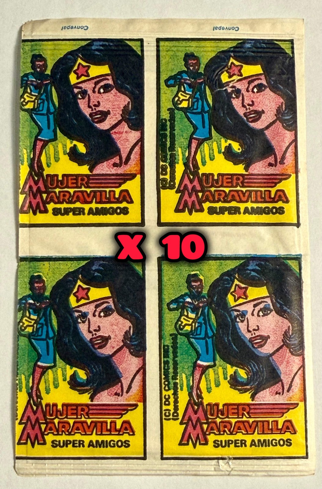 10-Pack Vintage Super Amigos DC Wonder Woman, Batman & more Sticker Card Packs (