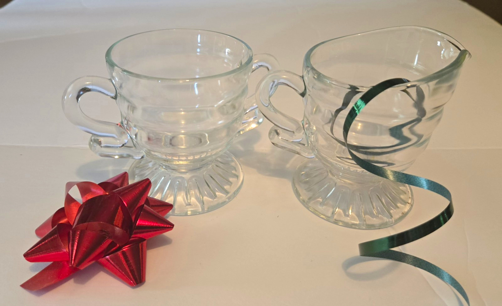 🫖 Vintage 50's Indiana Glass Sugar & Creamer Christmas Candy Pattern 🫖 Vintage 50's Indiana Glass Sugar & Creamer Christmas Candy Pattern