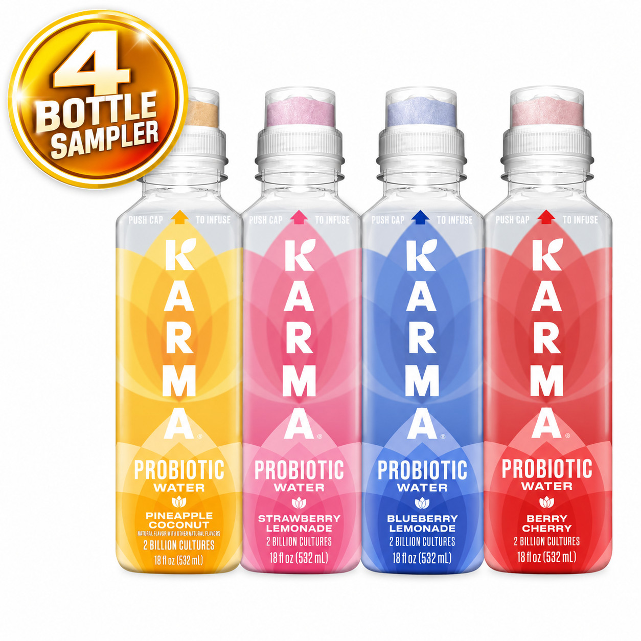 Karma Water Variety Pack – 4‑Flavor Sampler or 12‑Bottle Pack – Probiotic Drinks