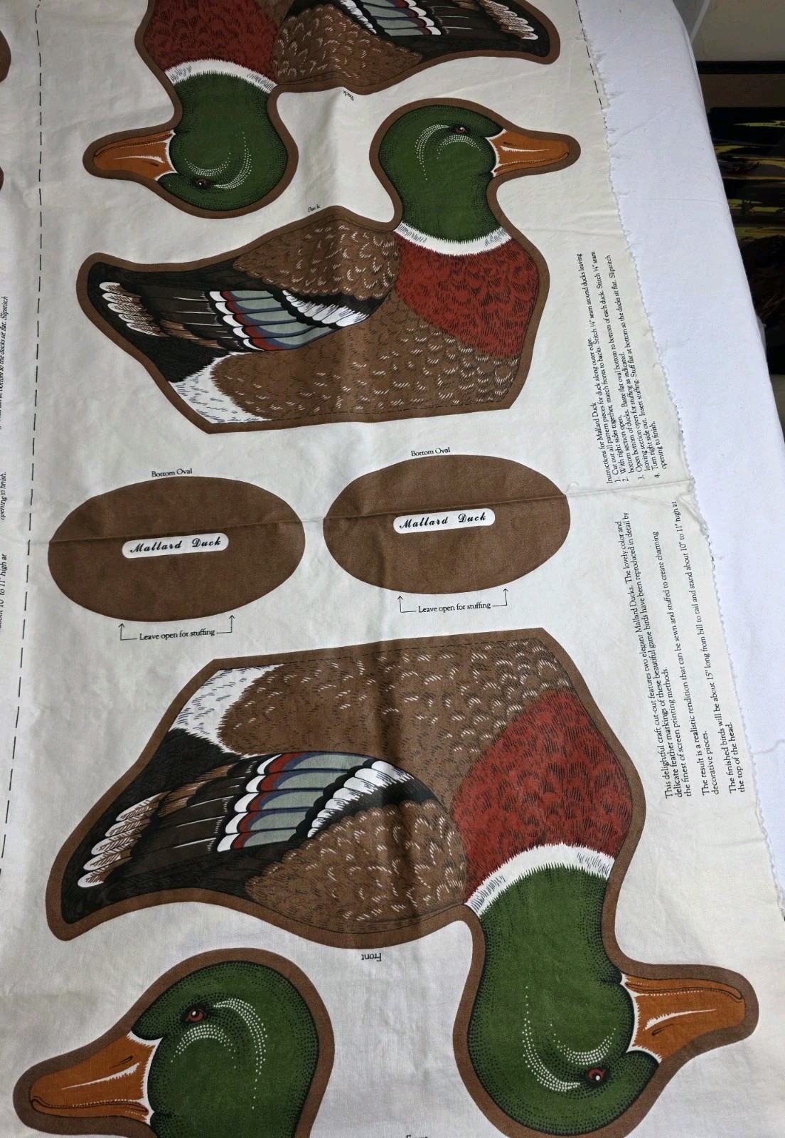 VTG Screen Print Mallard Duck Cut-Out Sewing Pattern--Cranston Print Works Co