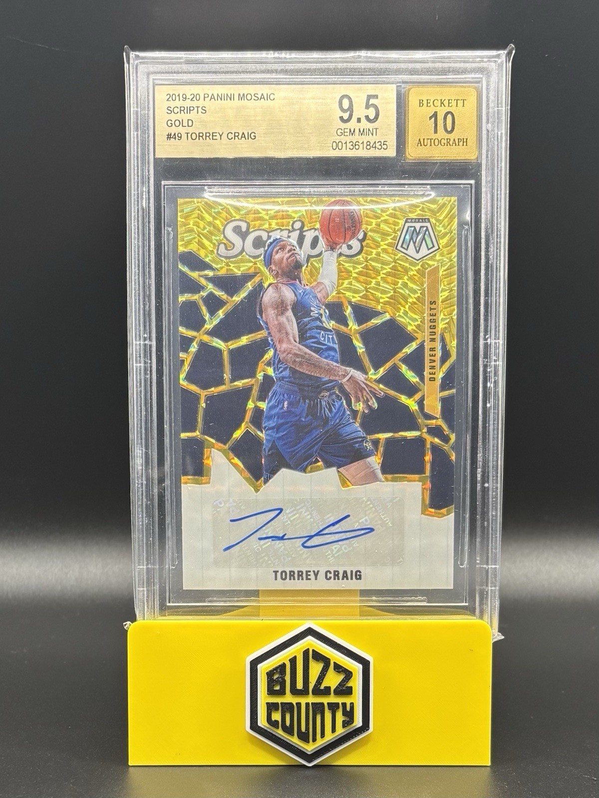 Torrey Craig 19-20 Mosaic Scripts AUTO GOLD JERSEY #/25 BGS 9.5/10 NUGGETS NBA