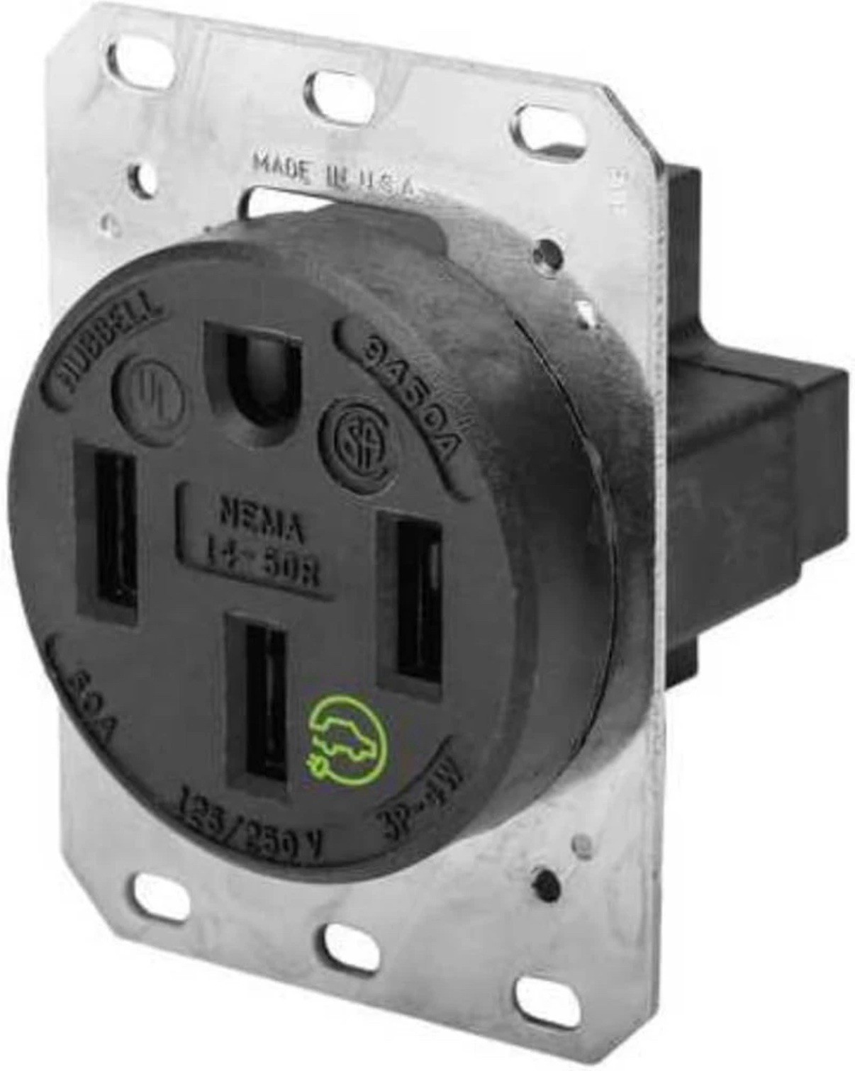 Hubbell HBL9450A Straight Blade Device Receptacle, RTP, Industrial Grade, 3-Pole Hubbell HBL9450A Straight Blade Device Receptacle, RTP, Industrial Grade, 3-Pole