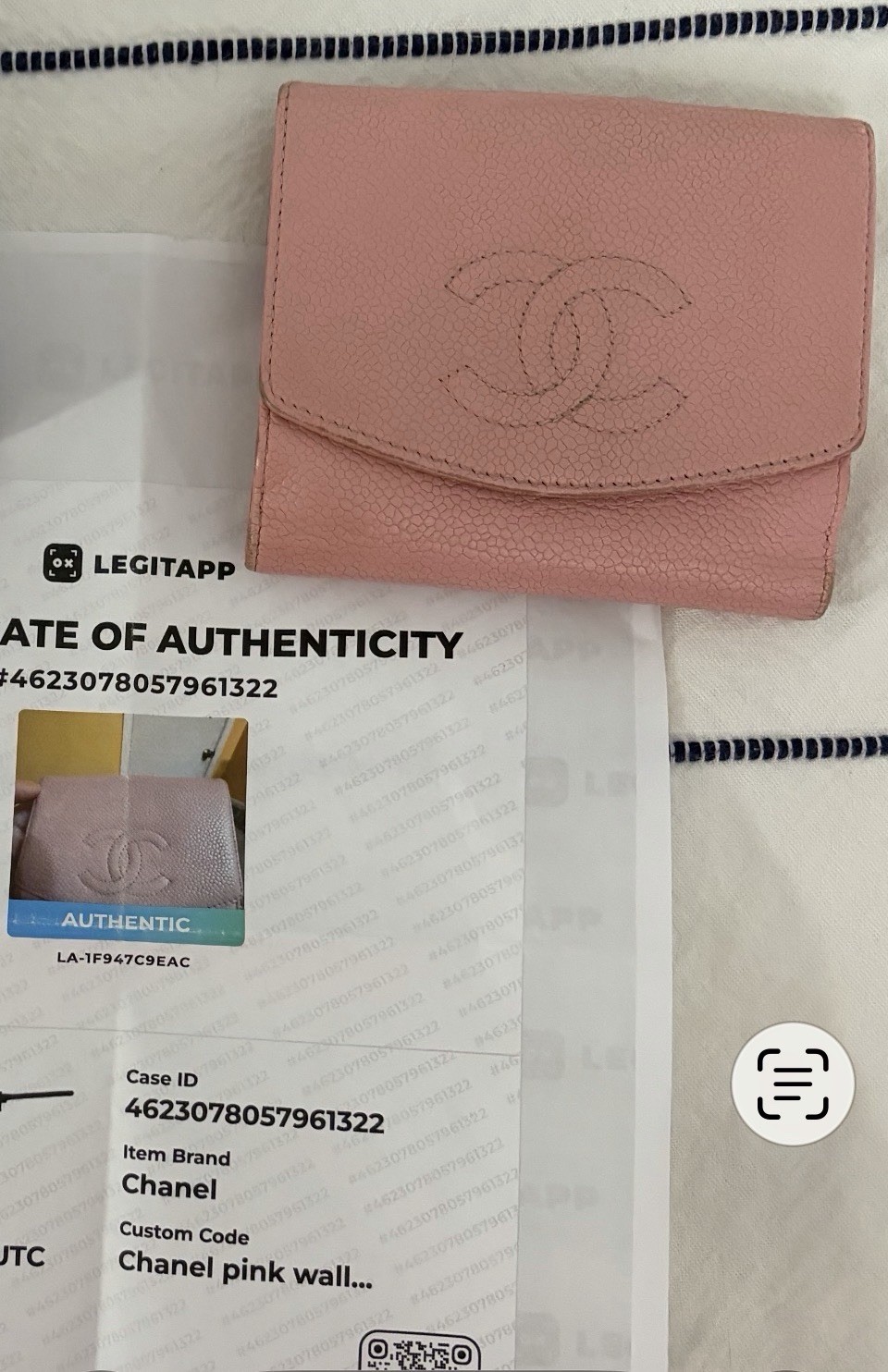 Authentic Vintage Chanel Pink Caviar Leather CC Bifold Wallet LegitApp COA