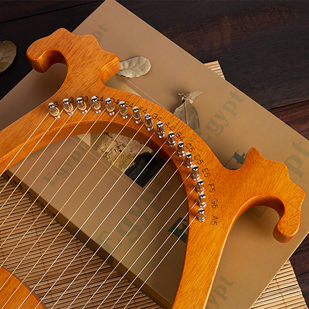 Vintage 16 Strings Lyre Harp Set Mahogany Body String Instrument for Beginners Vintage 16 Strings Lyre Harp Set Mahogany Body String Instrument for Beginners