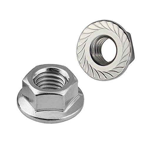 Durable 1/4-20 Serrated Flange Hex Lock Nuts Set - 25 Stainless Steel Pieces