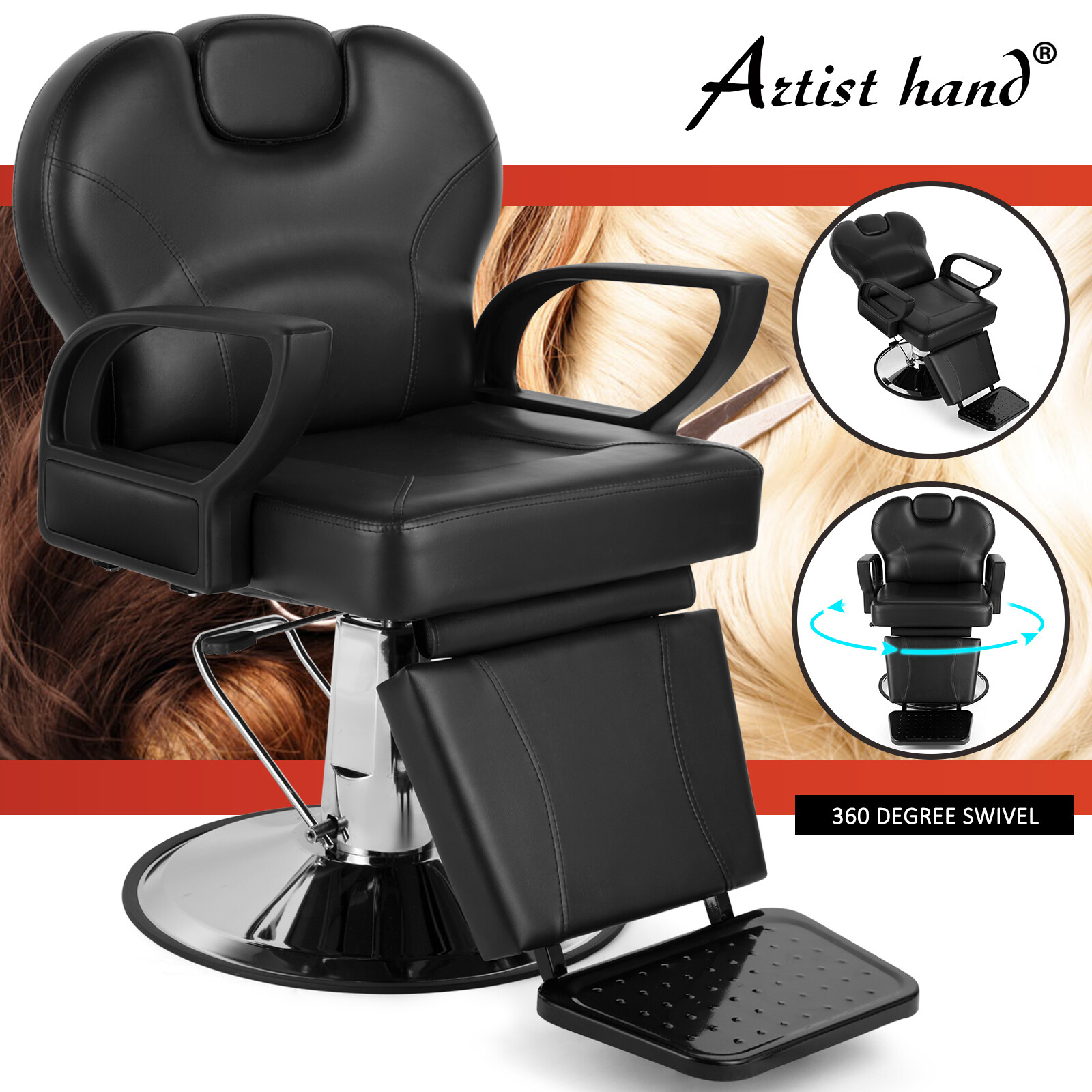 Black All Purpose Reclining Barber Chair Heavy Duty Hydraulic Salon Spa Beauty Black All Purpose Reclining Barber Chair Heavy Duty Hydraulic Salon Spa Beauty