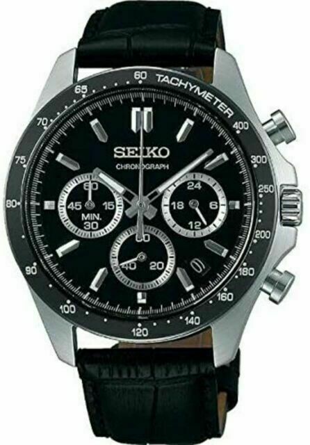 SEIKO SBTR021 Selection Chronograph Black Dial Quartz Leather Men’s Watch Japan