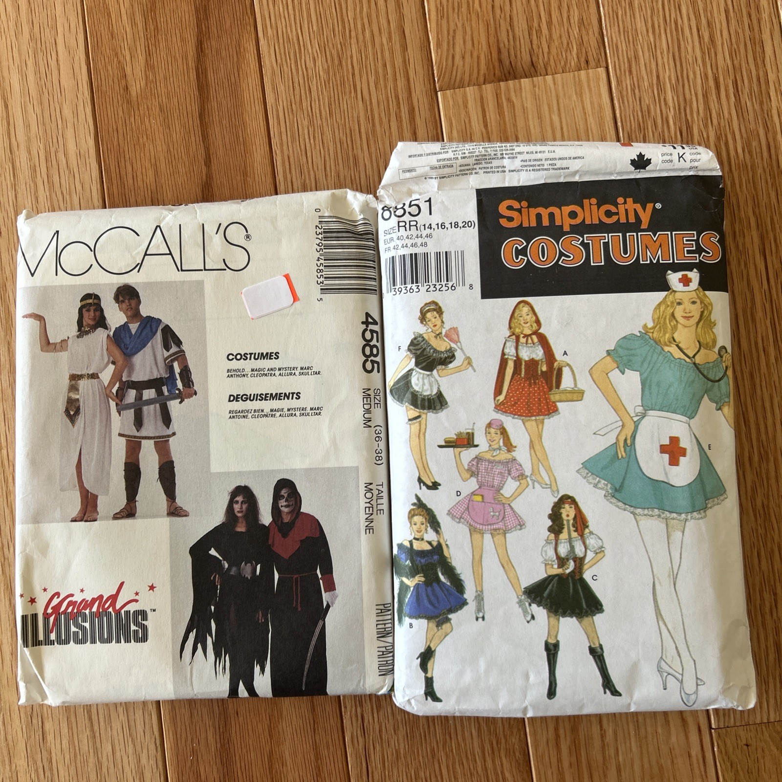 McCall Simplicity Costume Patterns Adult Teen Nurse Witch Roman 50s Lot of 2
