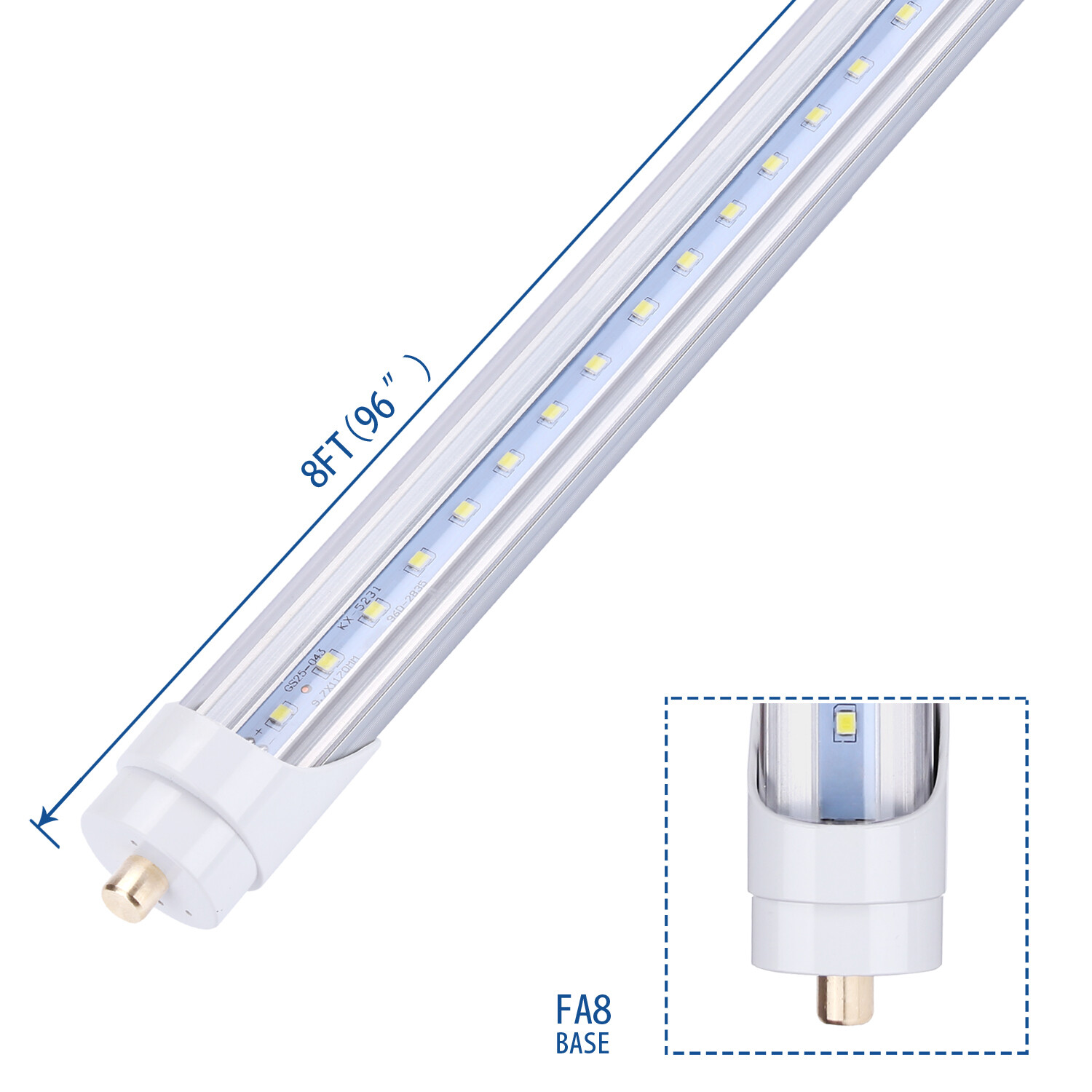 8' T8 LED Tube Light 8 ft LED Bulbs FA8 Single Pin 45W T12 Warehouse Shop Light 
