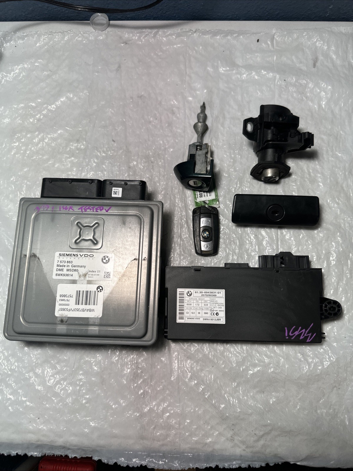 2007 BMW 335i N54 MSD80 DME CAS 3 Key Set Door Glovebox Trunk Lock ecu computer