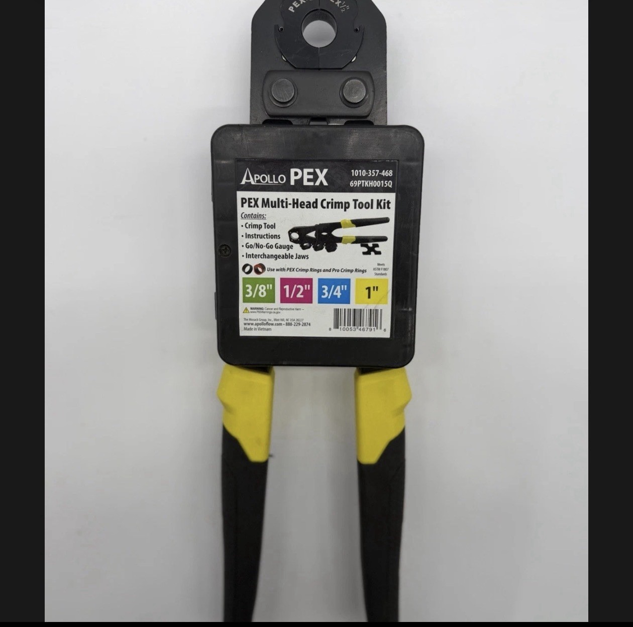 Apollo 69PTKH0015Q 3/8”-1” Multi-Head PEX-B Crimp Tool Kit Complete Apollo 69PTKH0015Q 3/8”-1” Multi-Head PEX-B Crimp Tool Kit Complete