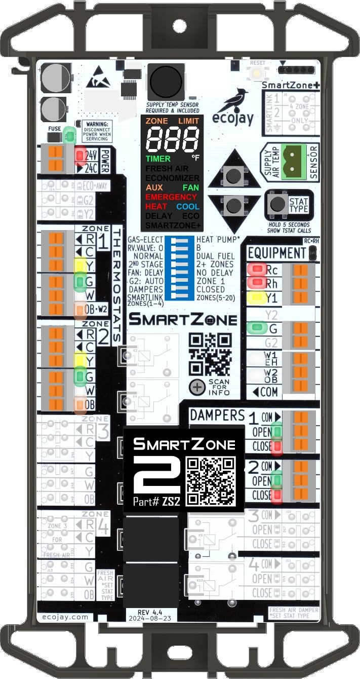 SmartZone-2: Single-Stage, 2-Zone Controller KIT w/ Temperature 2 Zone, White SmartZone-2: Single-Stage, 2-Zone Controller KIT w/ Temperature 2 Zone, White