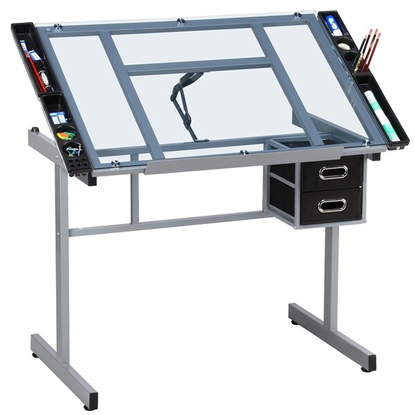 Drafting Table Art Craft Desk Adjustable Artist Drawing Table Home Office, Black Drafting Table Art Craft Desk Adjustable Artist Drawing Table Home Office, Black