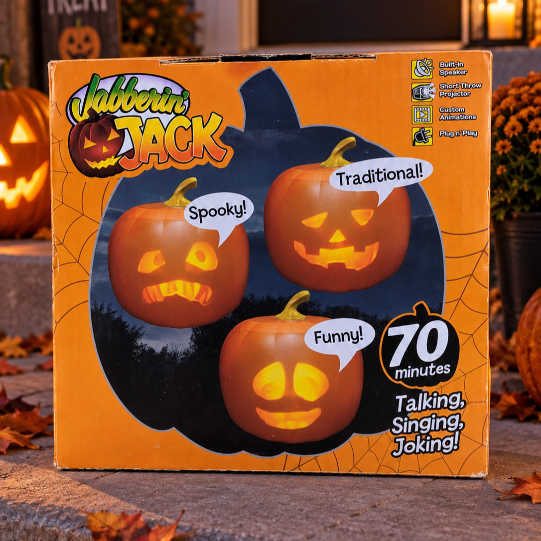 Mindscope Jabberin\' Jack The Talking Animated Halloween Pumpkin Spooky Decor NEW Mindscope Jabberin\' Jack The Talking Animated Halloween Pumpkin Spooky Decor NEW