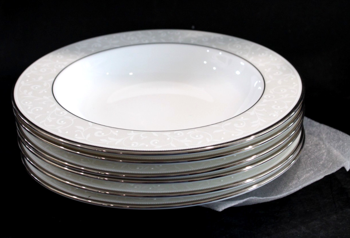 Lenox Opal Innocence 6 Rim Soup Bowls 9 1/8\